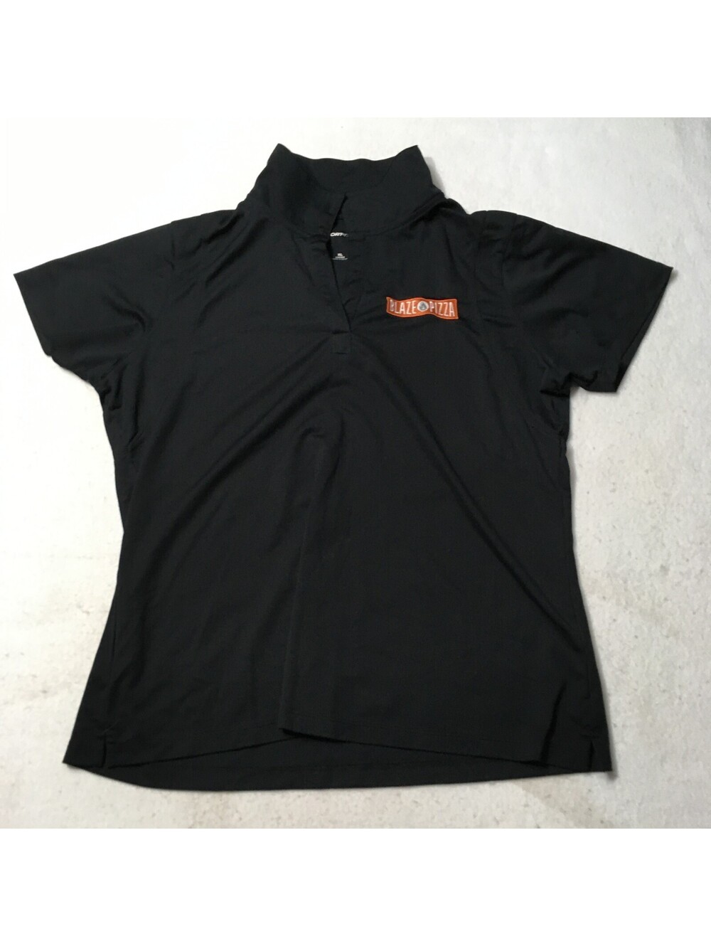 BLAZE Pizza Shirt Employee Black Polo Short Sleeve Uniform Womens Size XL